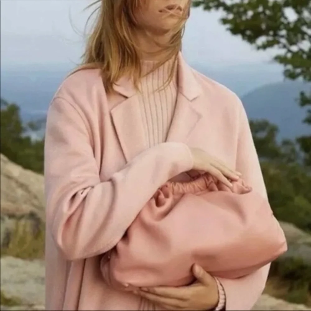 Mansur Gavriel Large Cloud Clutch Purse Puff Pink Italy Italian Leather Bag - Picture 5 of 15